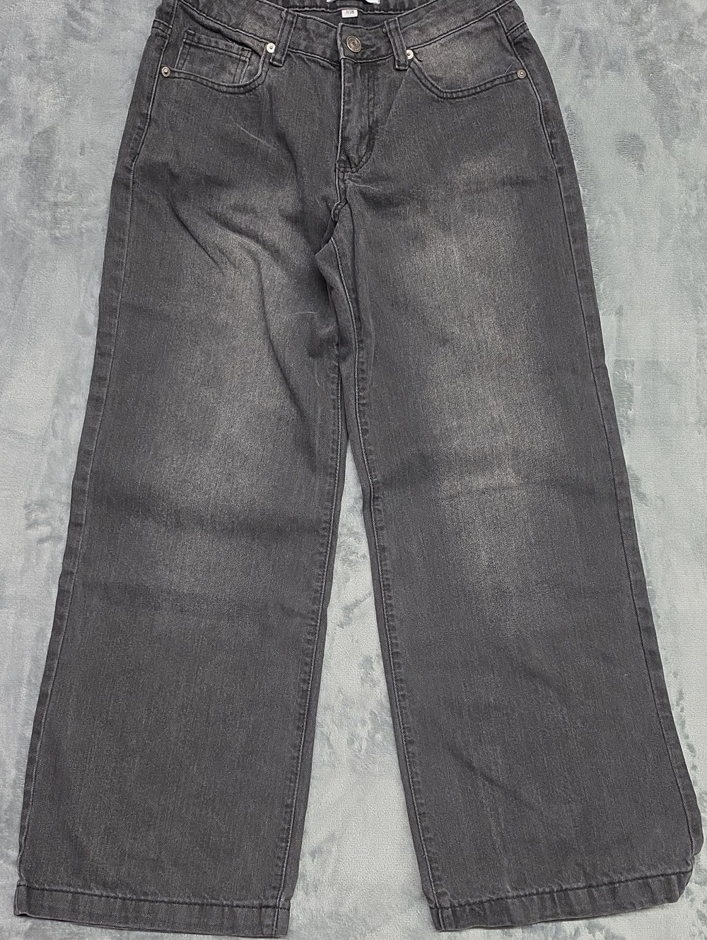 High-Rise Wide Leg Jeans in Washed Black Sz 7